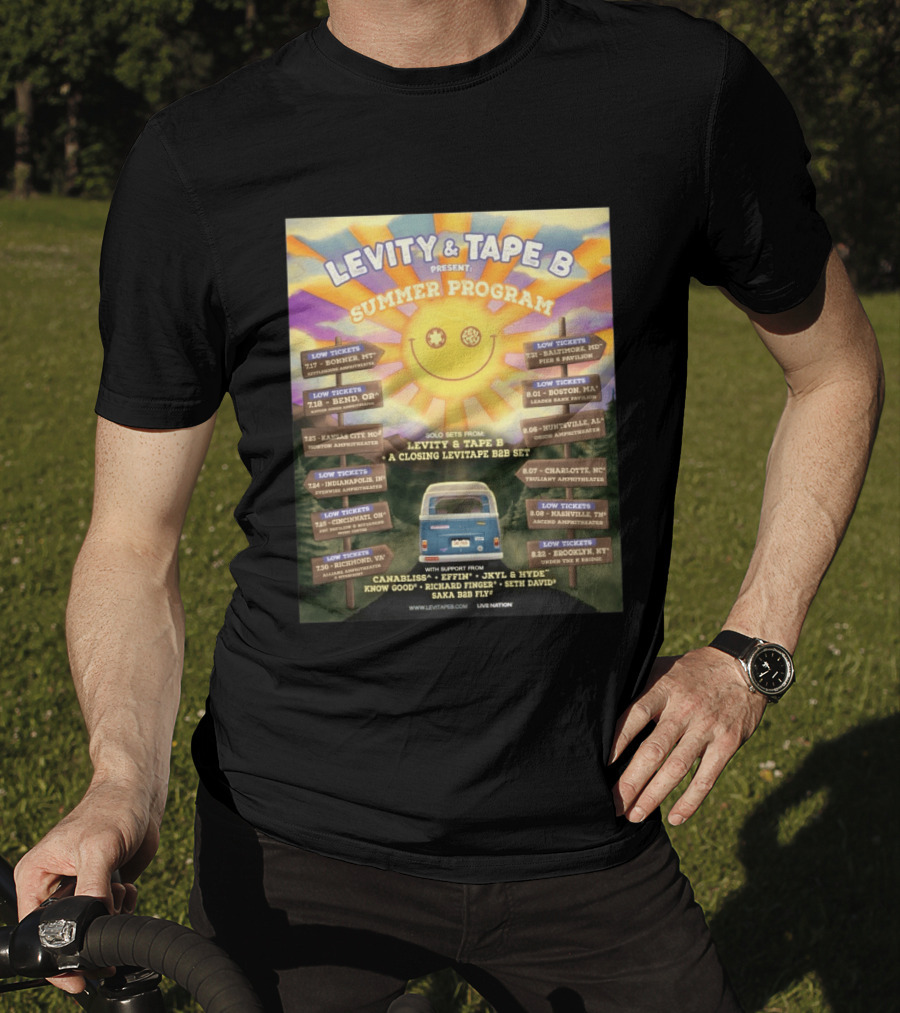 Levity & Tape B Summer Program 2026 Tour Dates Featuring Levitate B2B Set With Canabliss Effin Jkyl & Hyde T-Shirt