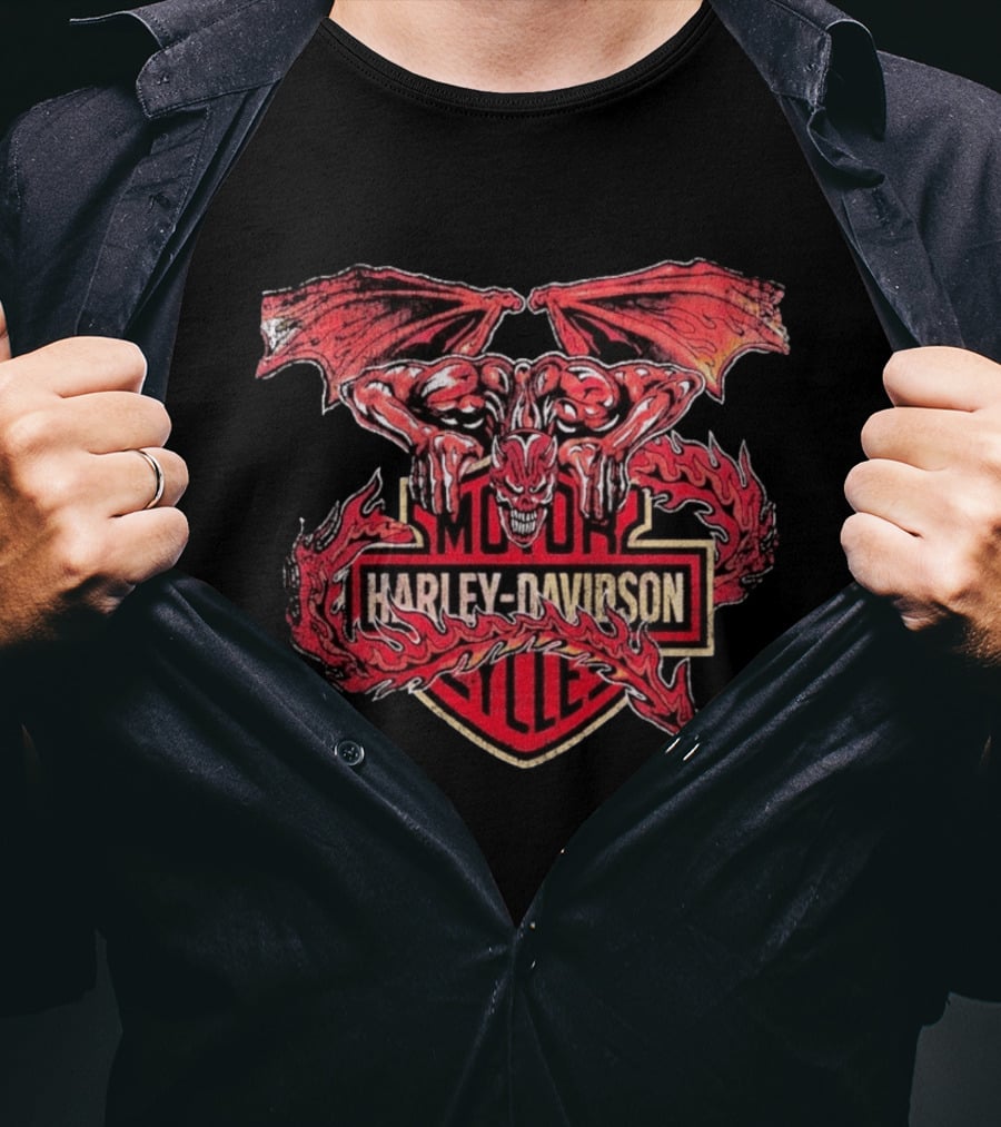 Warren Lotas Harley Davidson Gargoyle Motor Cycles T-Shirt