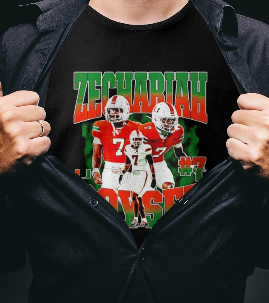 Zechariah Poyser #7 Miami Hurricanes Football Player NCAA T-Shirt