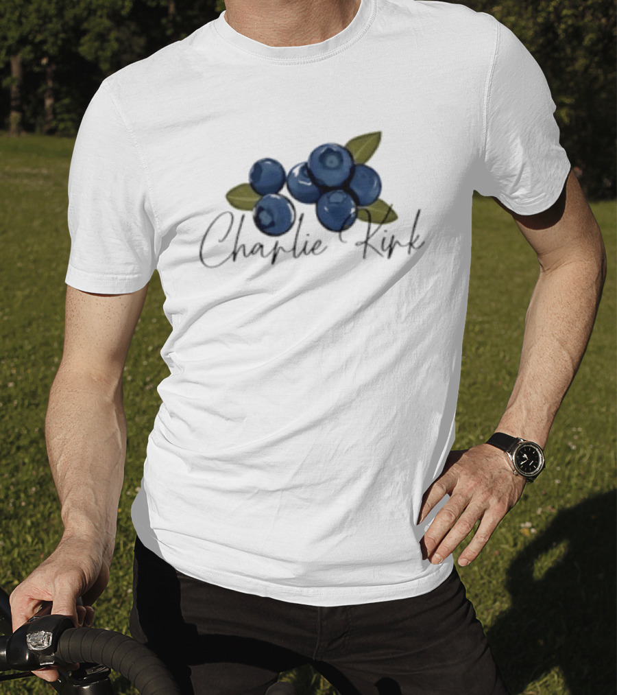 He Is On A Work Trip With Jesus Charlie Kirk 1993 2025 Blueberries T-Shirt