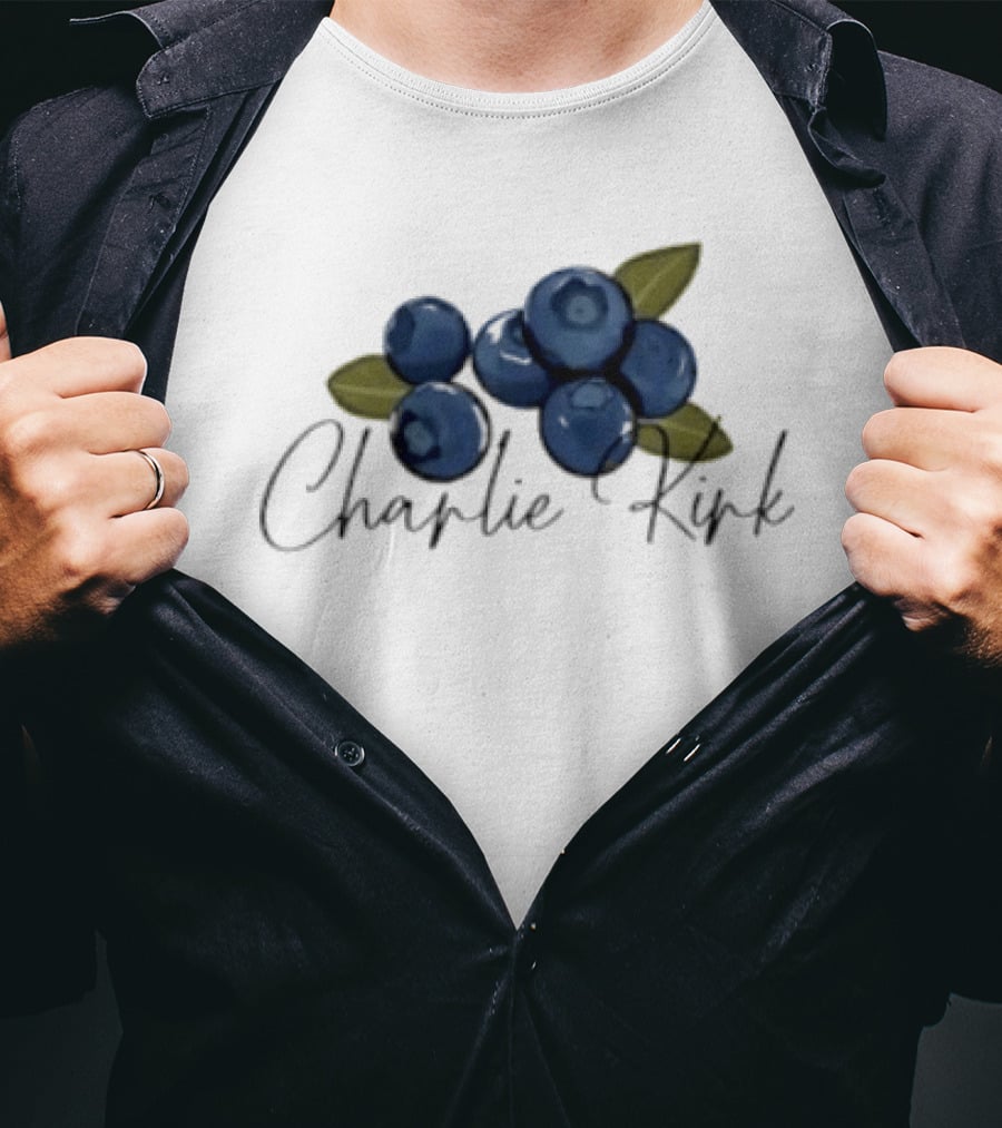 He Is On A Work Trip With Jesus Charlie Kirk 1993 2025 Blueberries T-Shirt