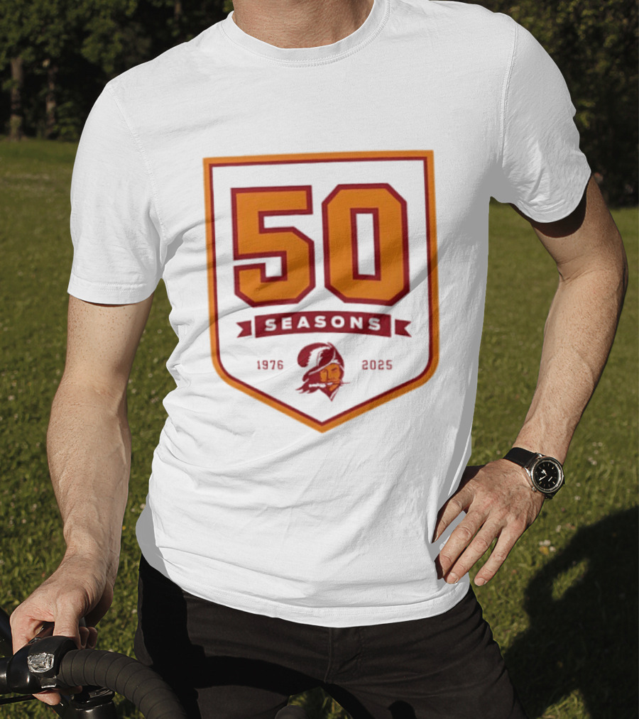 Bucky Irving 7 Tampa Bay Buccaneers 50 Seasons 1976 2025 T-Shirt
