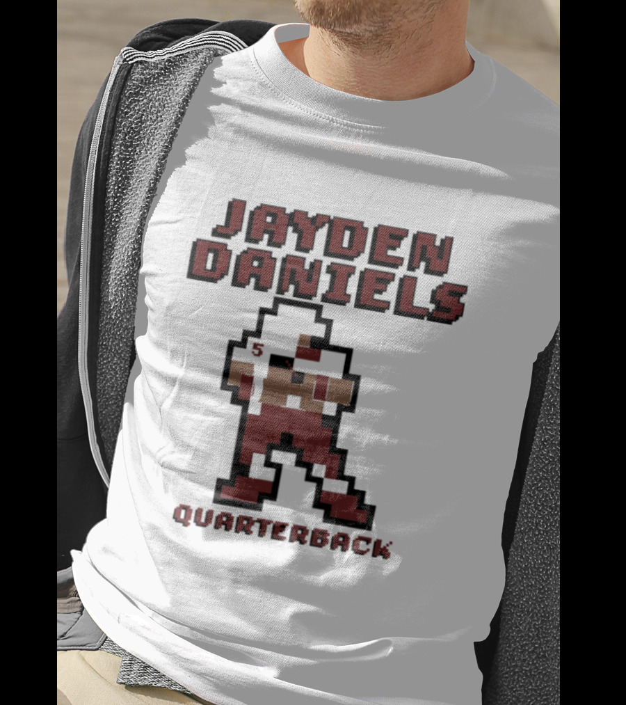 Jayden Daniels 5 Washington Commanders Quarterback Pixel T-Shirt