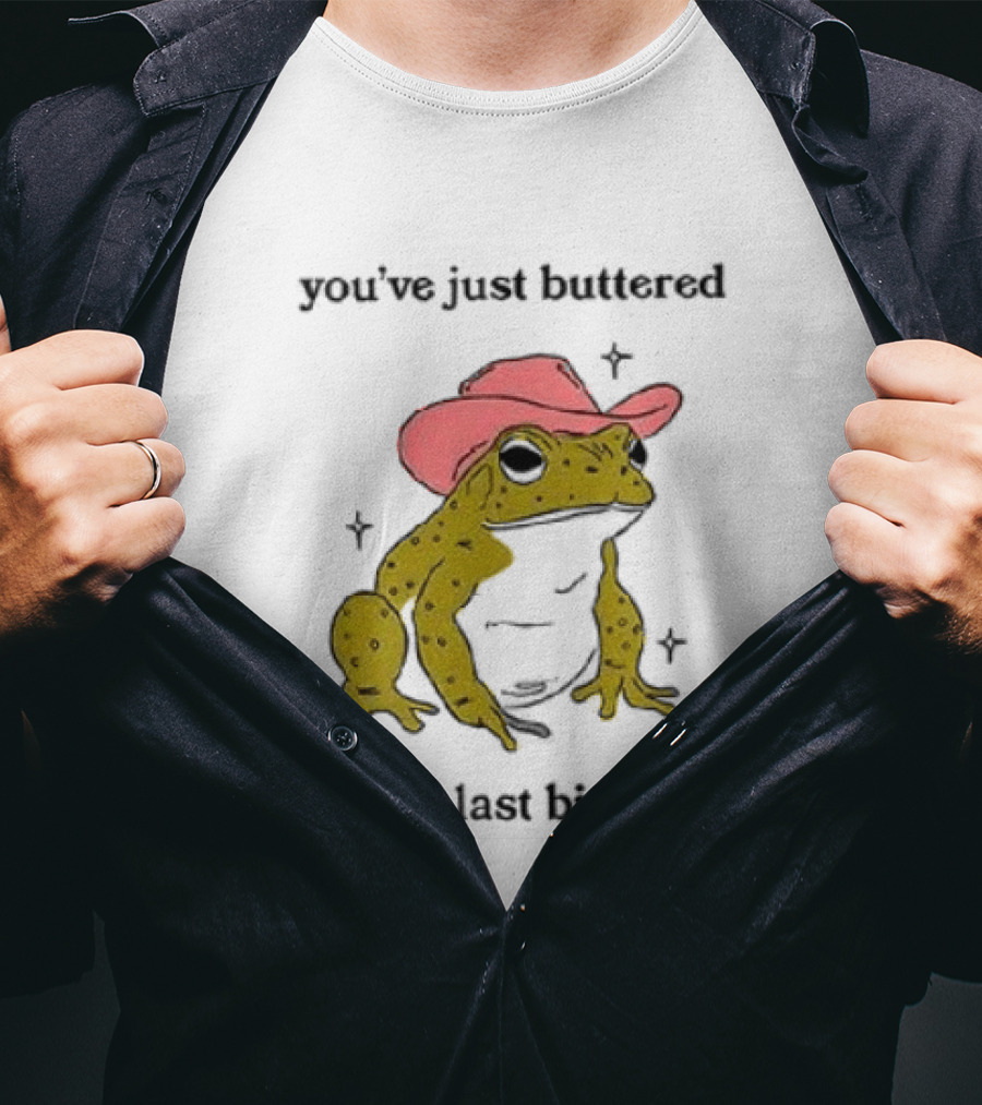 Cowboy Frog You've Just Buttered Your Last Biscuit Pink Hat T-Shirt