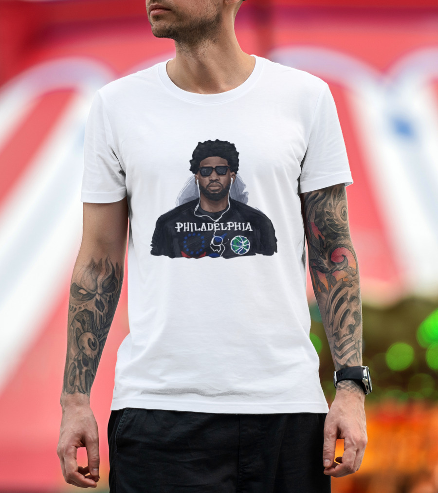 Philadelphia Joel Embiid Wired Earphones Basketball 76ers T-Shirt