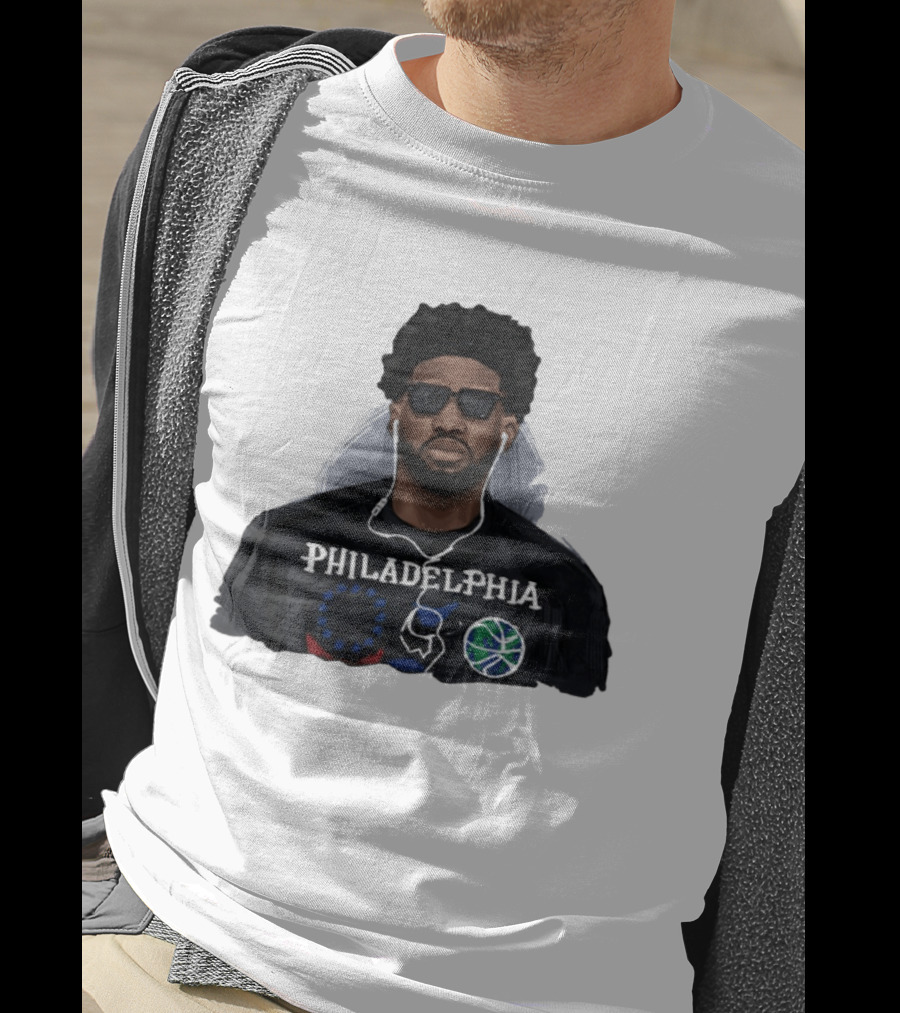 Philadelphia Joel Embiid Wired Earphones Basketball 76ers T-Shirt