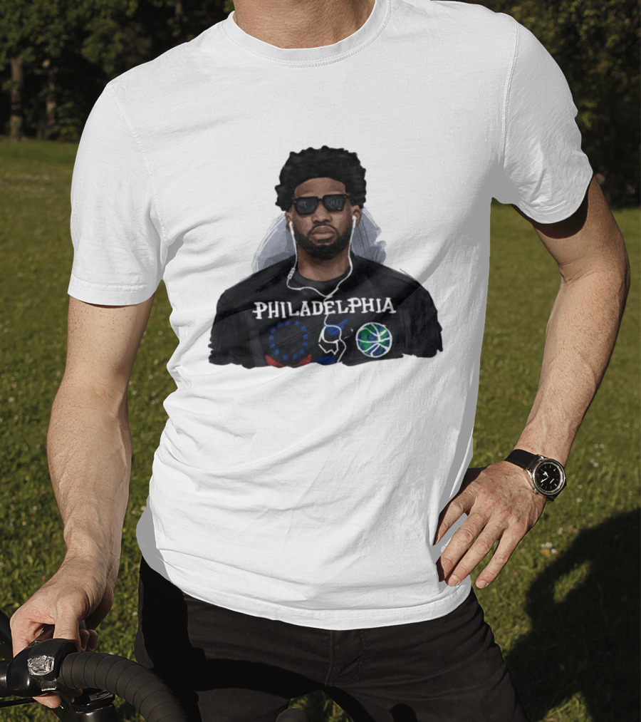 Philadelphia Joel Embiid Wired Earphones Basketball 76ers T-Shirt