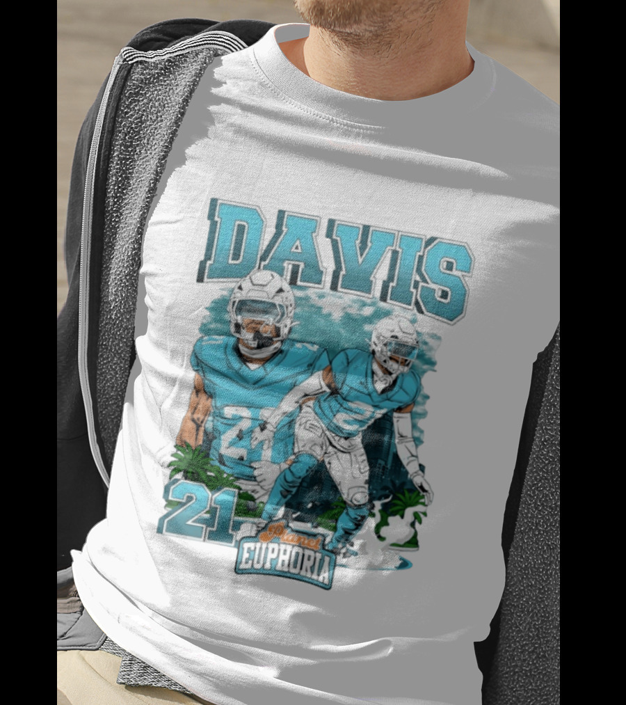 Davis 21 Planet Euphoria Football Player Miami Dolphins T-Shirt
