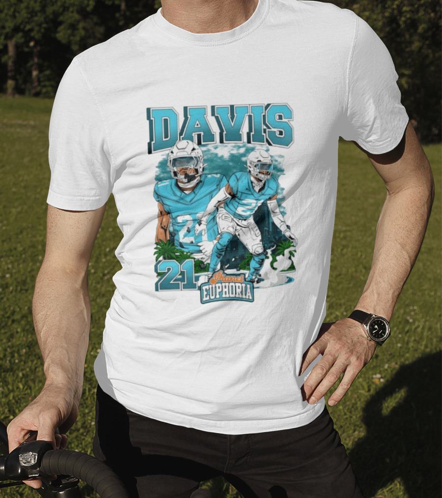 Davis 21 Planet Euphoria Football Player Miami Dolphins T-Shirt
