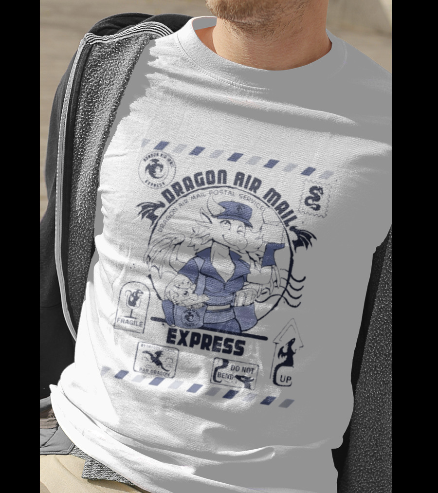 Dragon Air Mail Postal Service Express Stamp Winged Courier T-Shirt