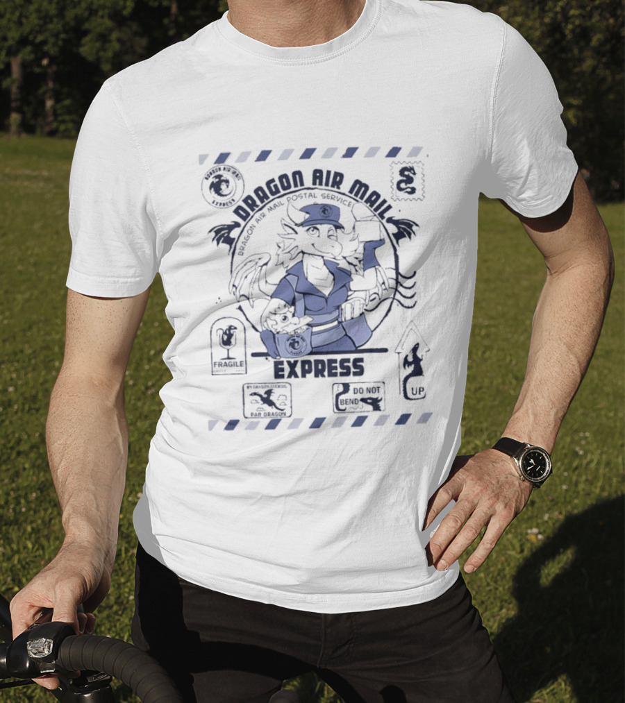 Dragon Air Mail Postal Service Express Stamp Winged Courier T-Shirt