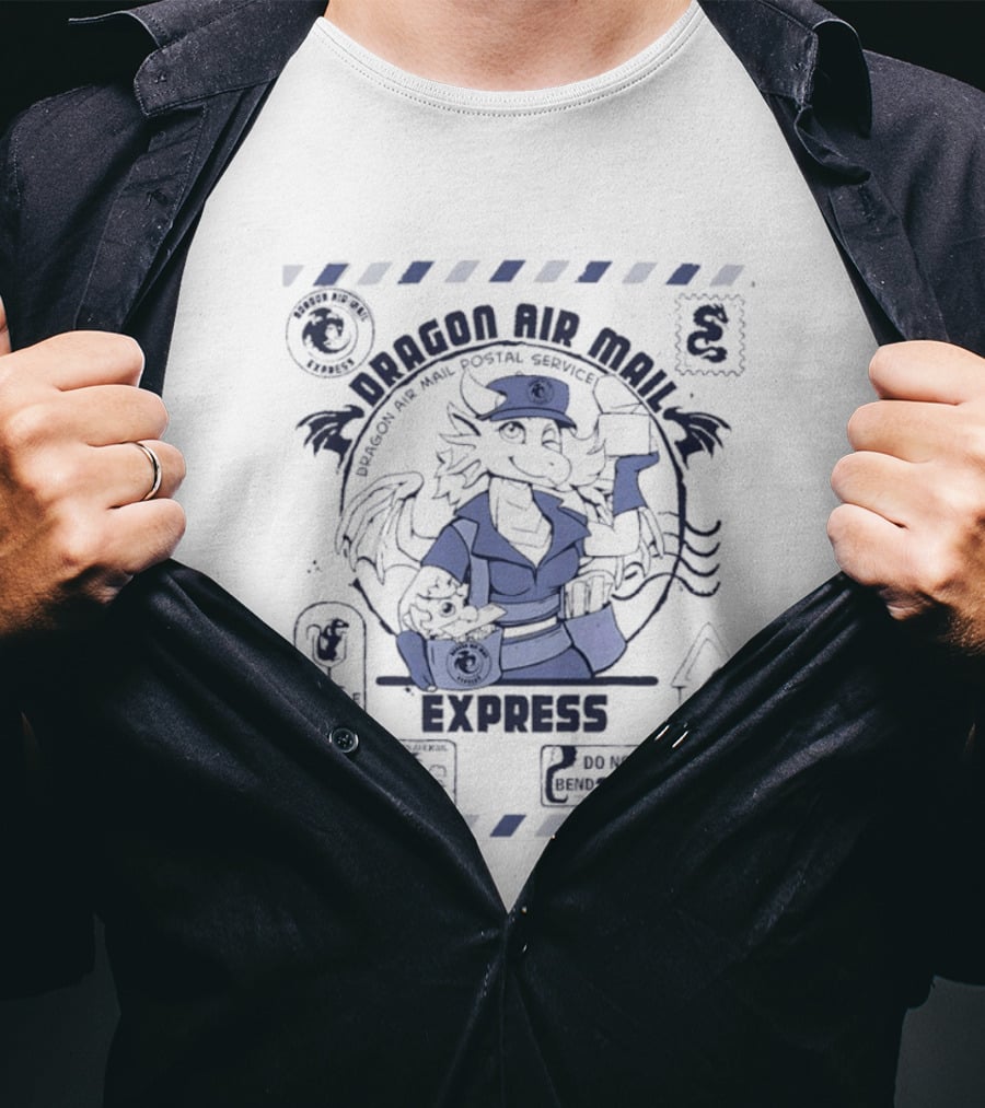 Dragon Air Mail Postal Service Express Stamp Winged Courier T-Shirt