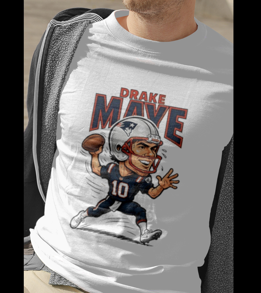 Drake Maye Football Caricature 10 Quarterback T-Shirt