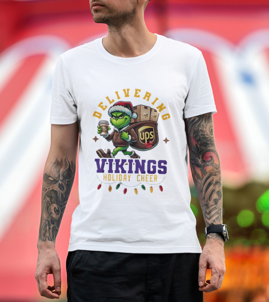 Delivering Vikings Holiday Cheer Grinch UPS Christmas T-Shirt