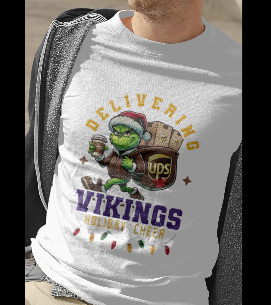 Delivering Vikings Holiday Cheer Grinch UPS Christmas T-Shirt