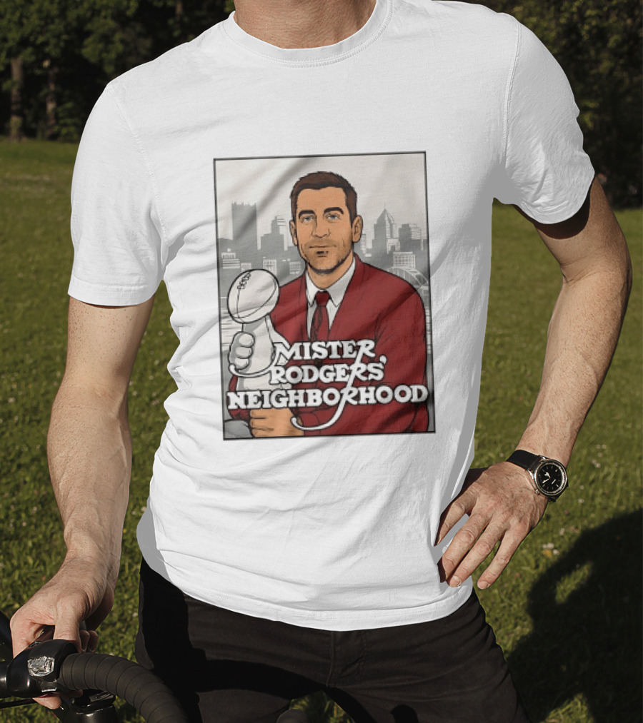 Mister Rodgers Neighborhood Aaron Rodgers Pittsburgh Skyline T-Shirt