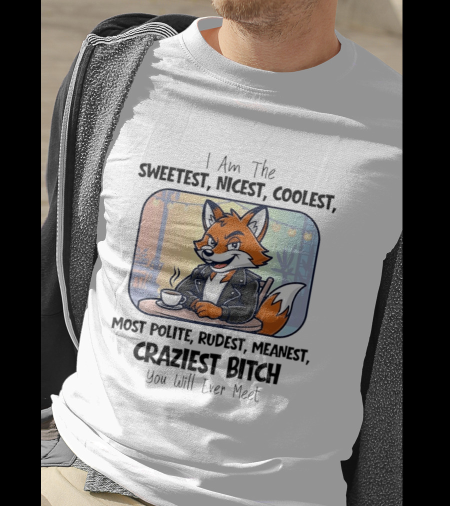I Am The Sweetest Nicest Coolest Most Polite Rudest Meanest Craziest Bitch You Will Ever Meet Fox Coffee T-Shirt