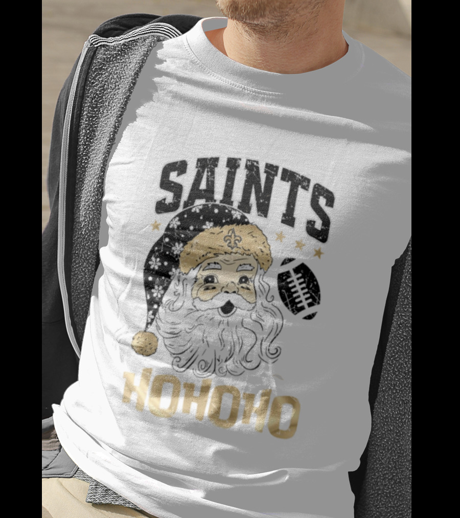 New Orleans Saints Santa Claus Ho Ho Ho Merry Christmas Football T-Shirt