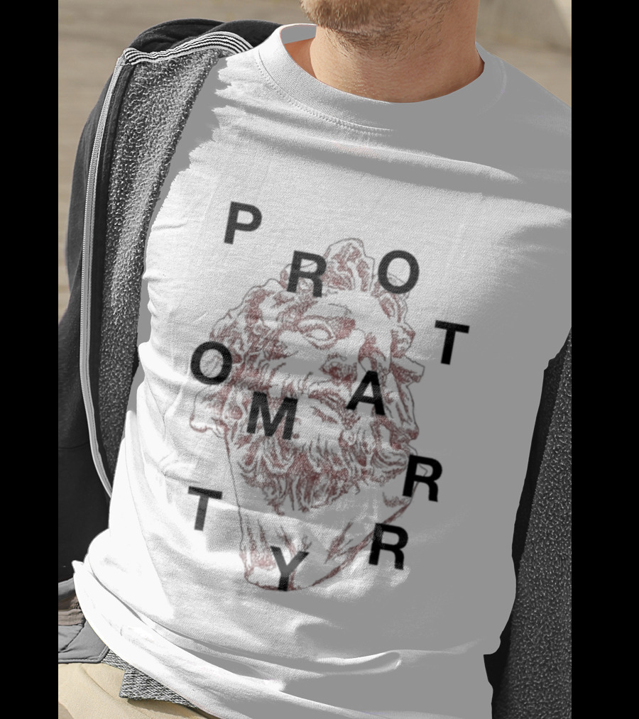 Protomartyr Artistic Statue Motif With Text Overlay T-Shirt