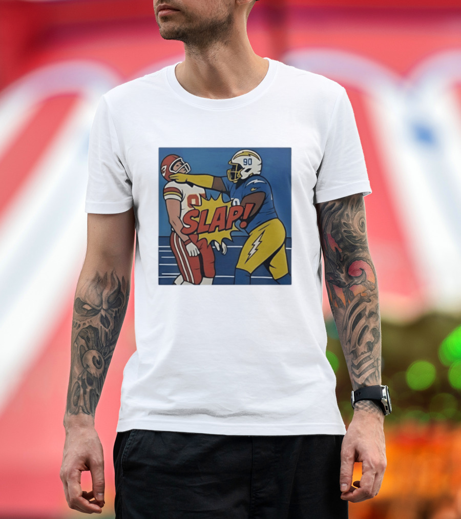 SLAP Teair Tart Hits Travis Kelce Helmets Chargers Chiefs Football T-Shirt