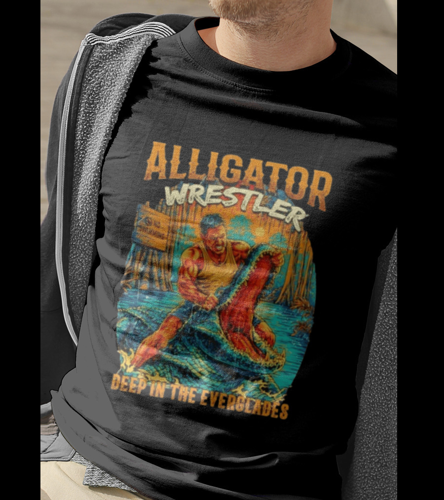 Alligator Wrestler No Swimming Deep In The Everglades T-Shirt