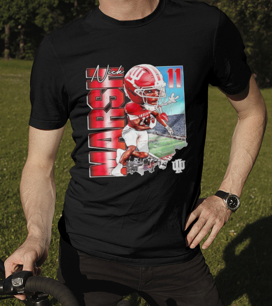 Nick Marsh Indiana Hoosiers Football Caricature 11 Stadium Scene T-Shirt