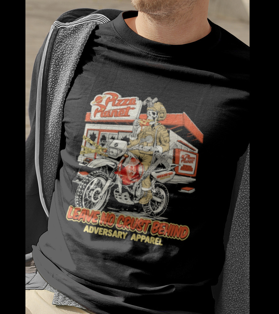 Pizza Planet Tactical Operations Department Funny Motorcycle Leave No Crust Behind T-Shirt
