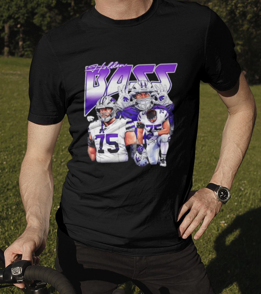 Holden Bass 75 Kansas State Wildcats NCAA Football Player T-Shirt
