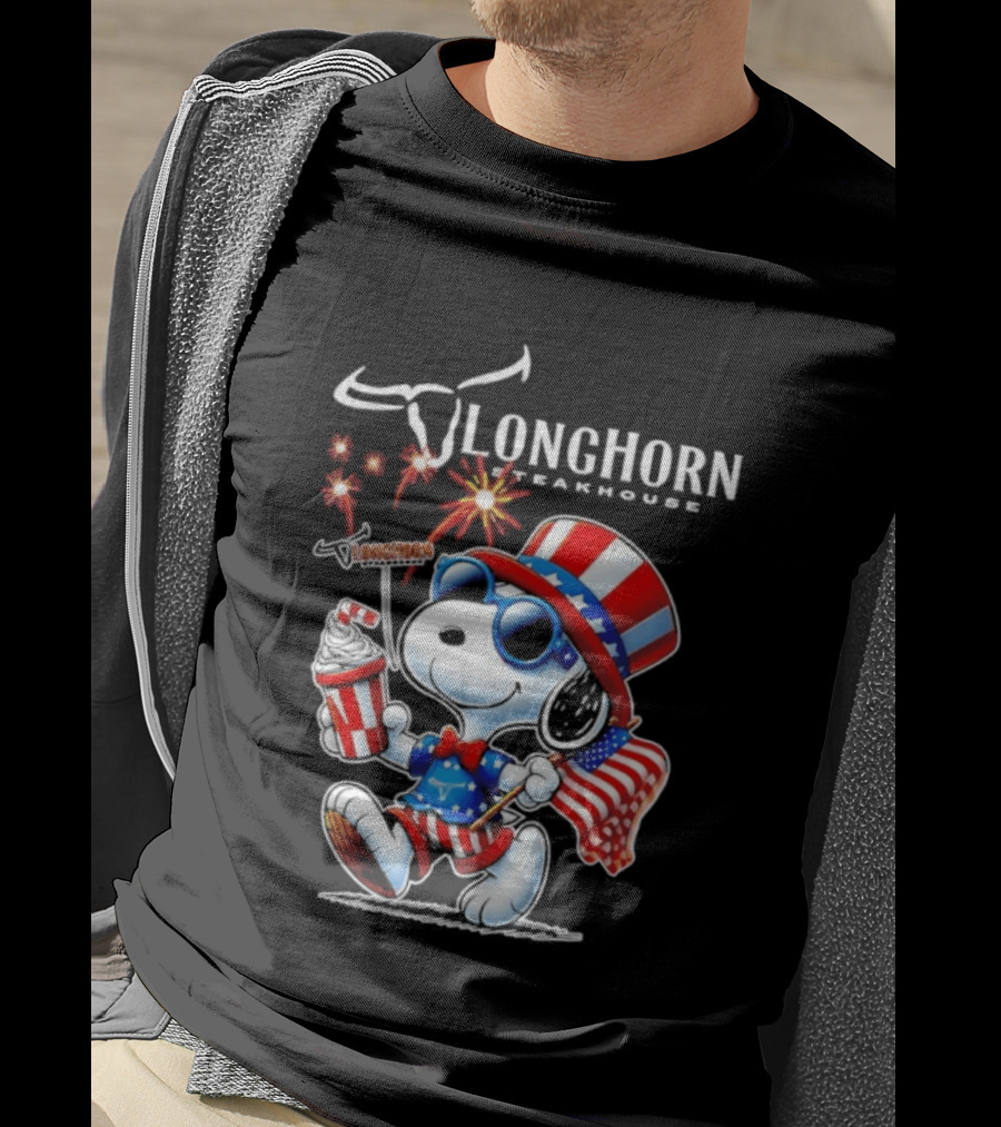 Snoopy Longhorn Steakhouse USA 1776 2026 250th Anniversary Celebration T-Shirt