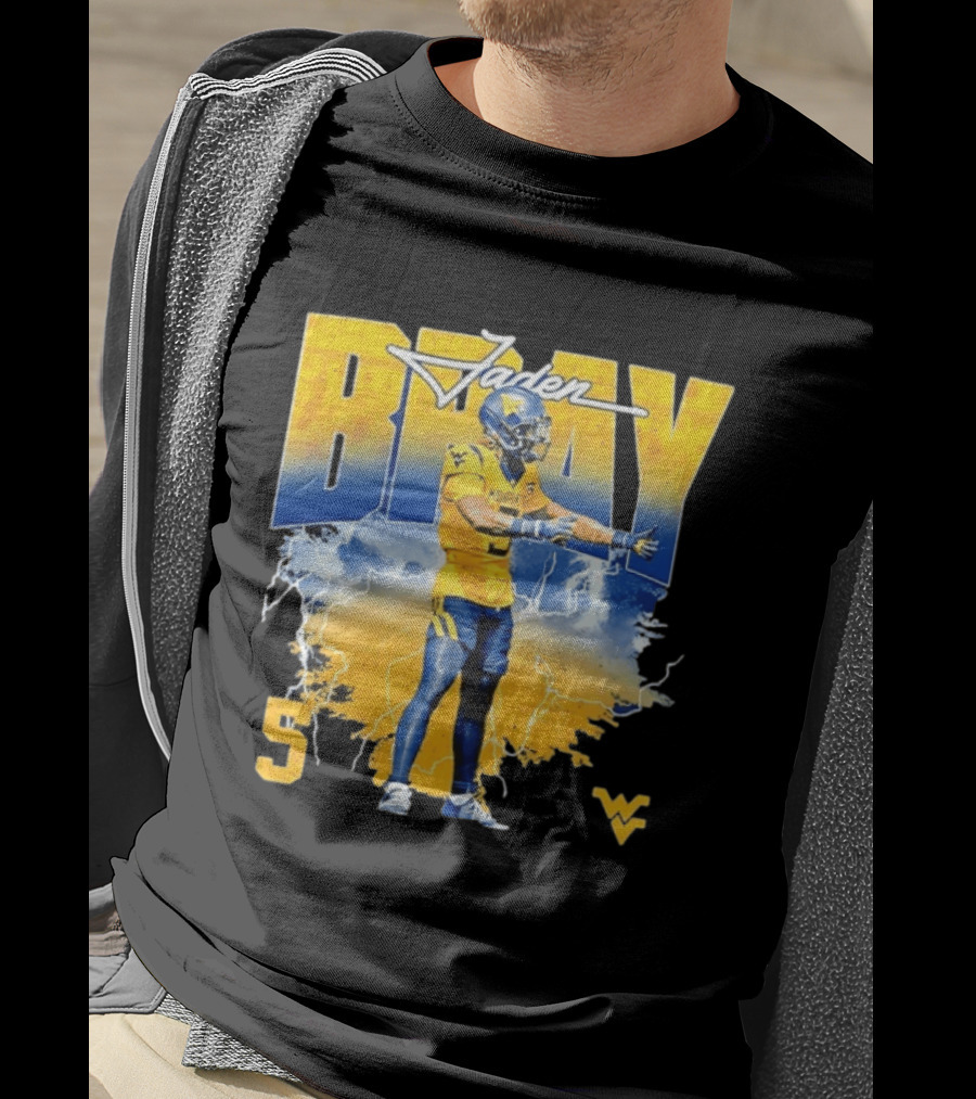 Jaden Bray 5 West Virginia Football NCAA Player WVU Mountaineers T-Shirt