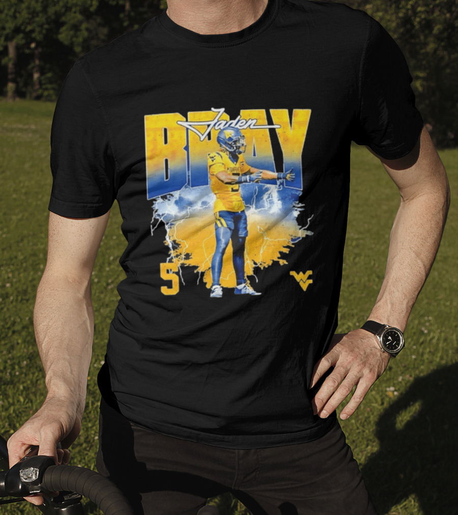 Jaden Bray 5 West Virginia Football NCAA Player WVU Mountaineers T-Shirt