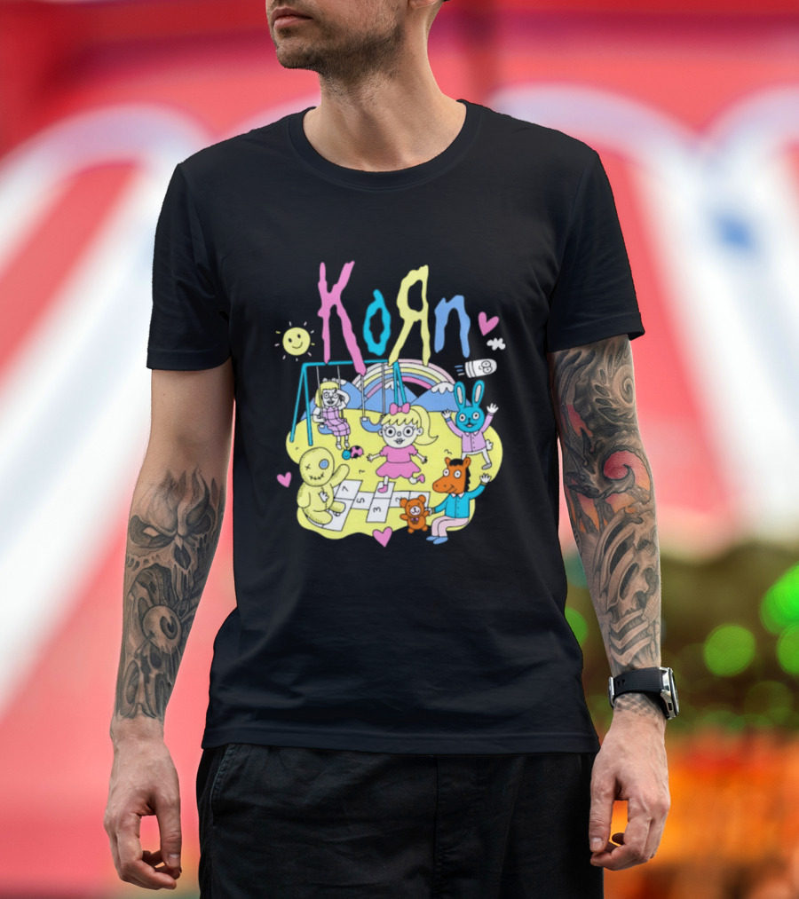 Korn Playground Cartoon Pastel Nu Metal Band T-Shirt