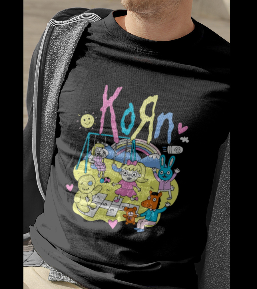 Korn Playground Cartoon Pastel Nu Metal Band T-Shirt
