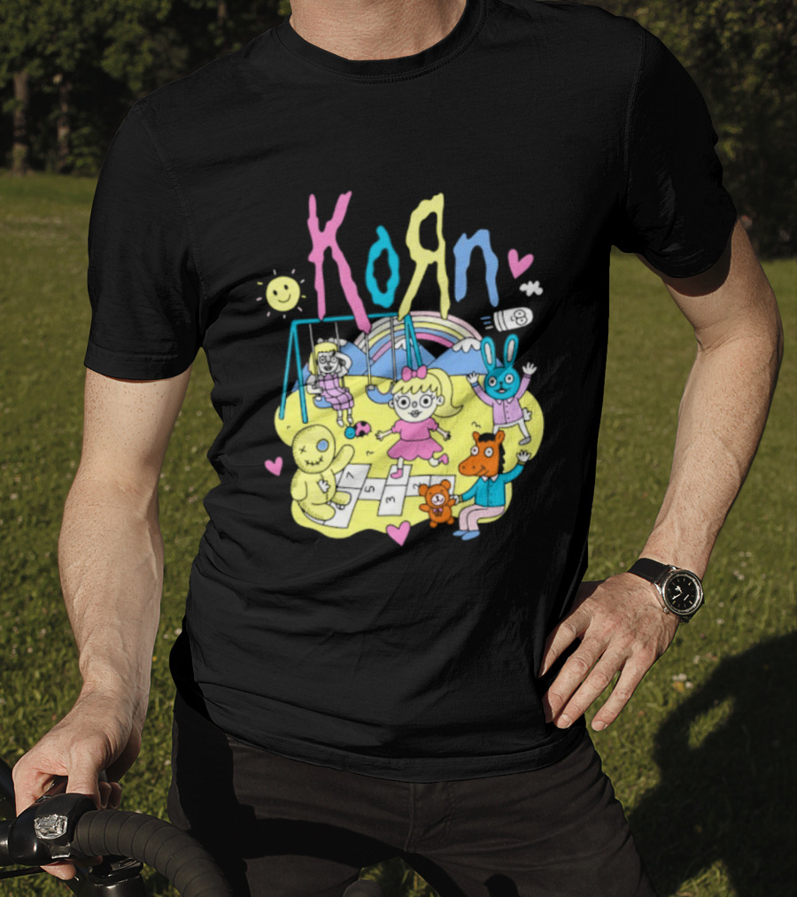 Korn Playground Cartoon Pastel Nu Metal Band T-Shirt