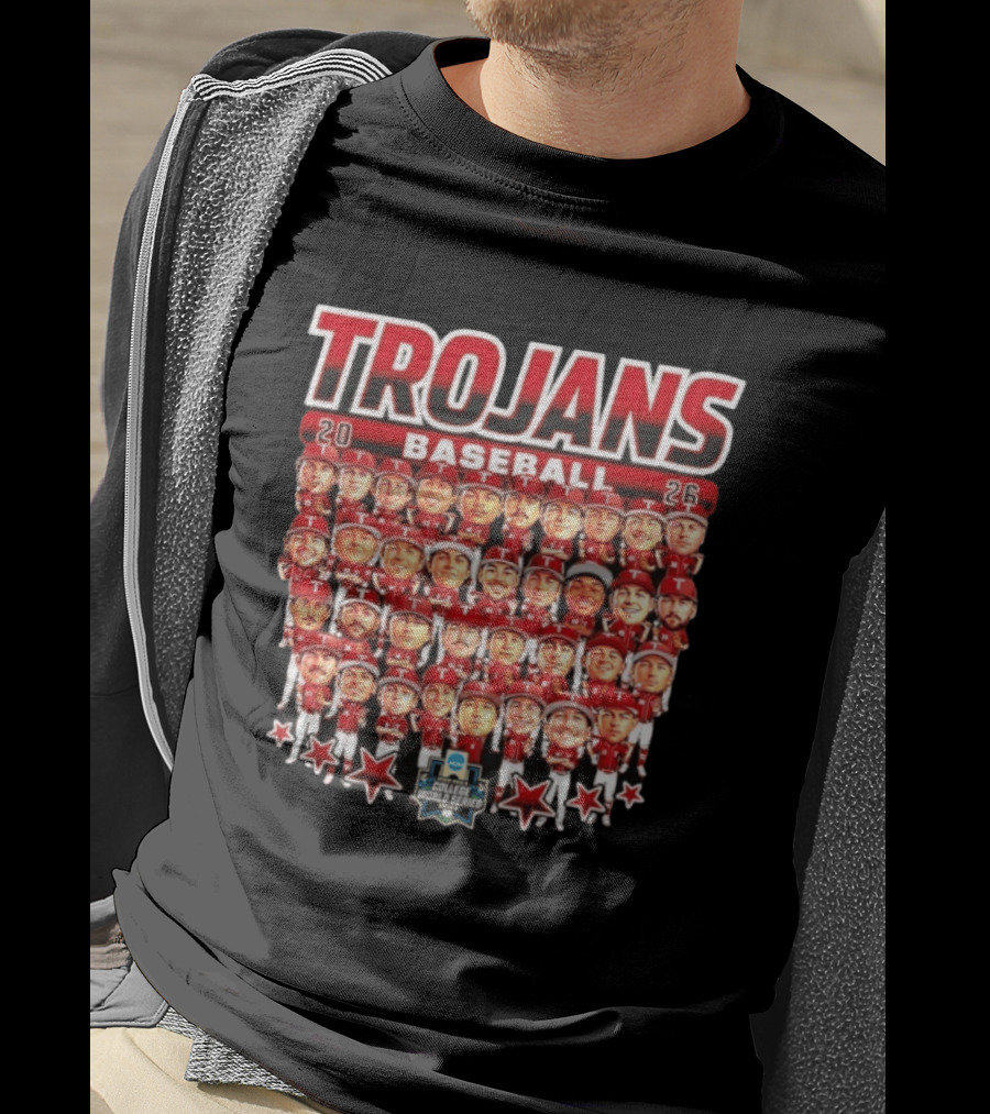 Trojans 2026 Baseball Team Caricatures NCAA College World Series T-Shirt