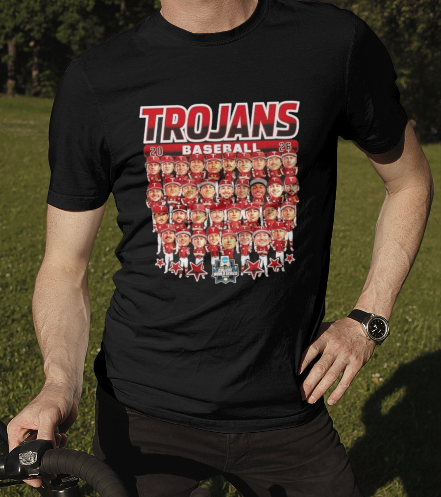 Trojans 2026 Baseball Team Caricatures NCAA College World Series T-Shirt