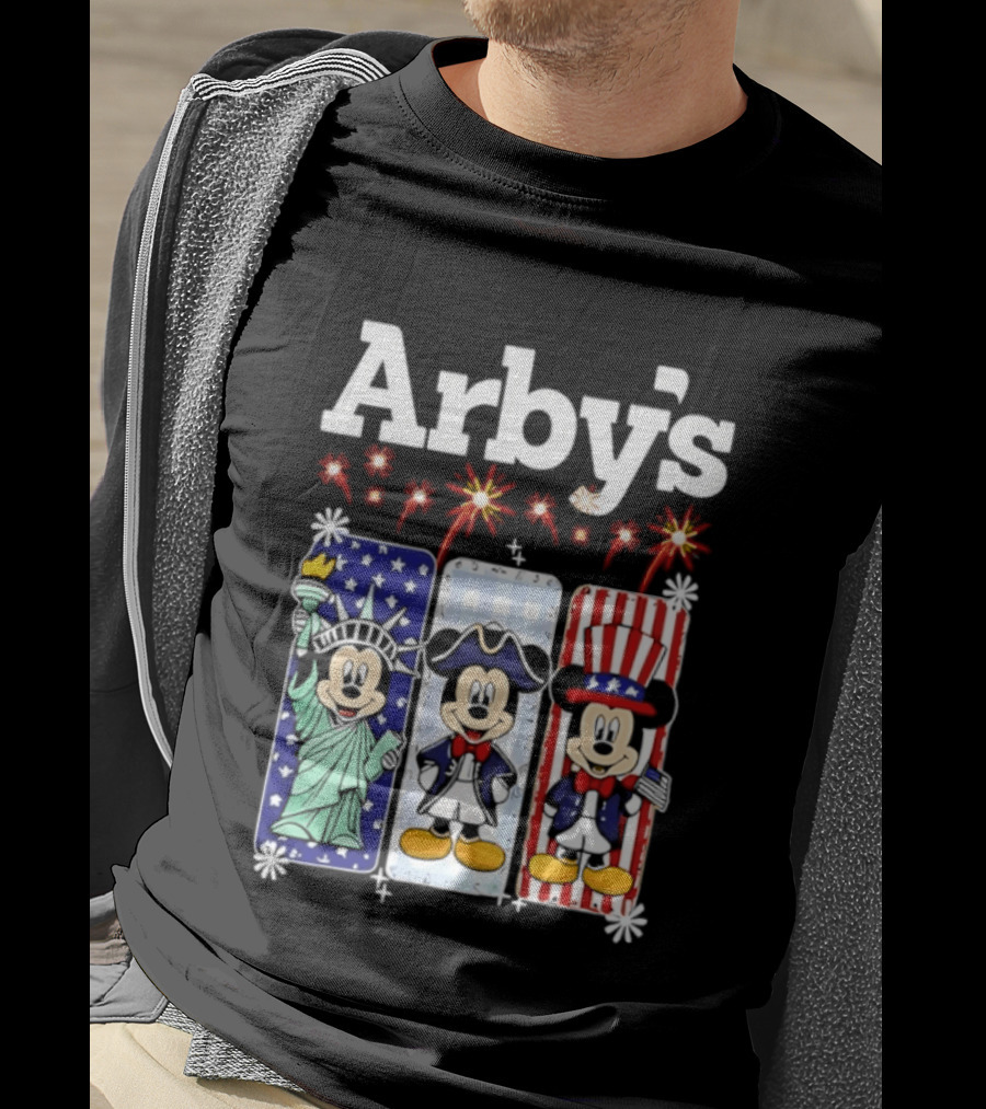 Arby's Mickey Mouse America 250th Anniversary Celebration With Statue Of Liberty And Uncle Sam Styles T-Shirt