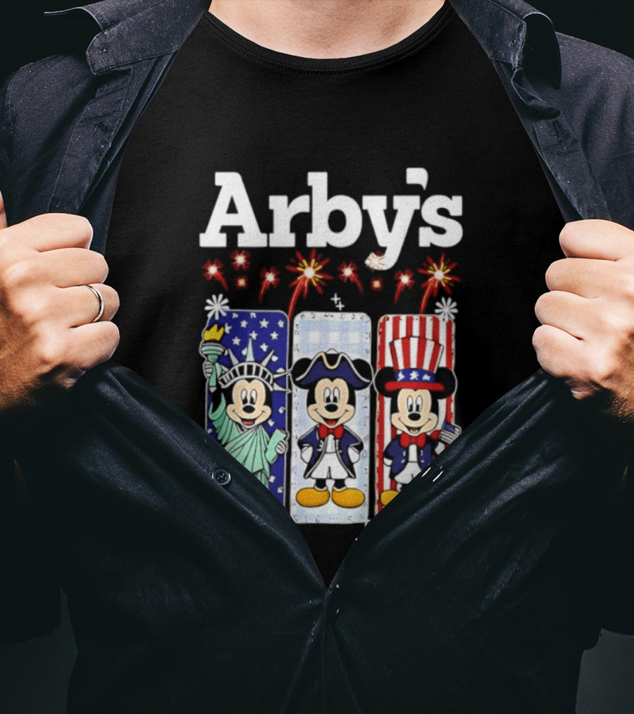Arby's Mickey Mouse America 250th Anniversary Celebration With Statue Of Liberty And Uncle Sam Styles T-Shirt