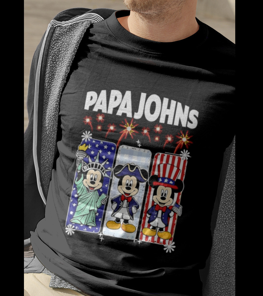 Papa Johns Mickey Mouse America 250th Anniversary Celebration T-Shirt
