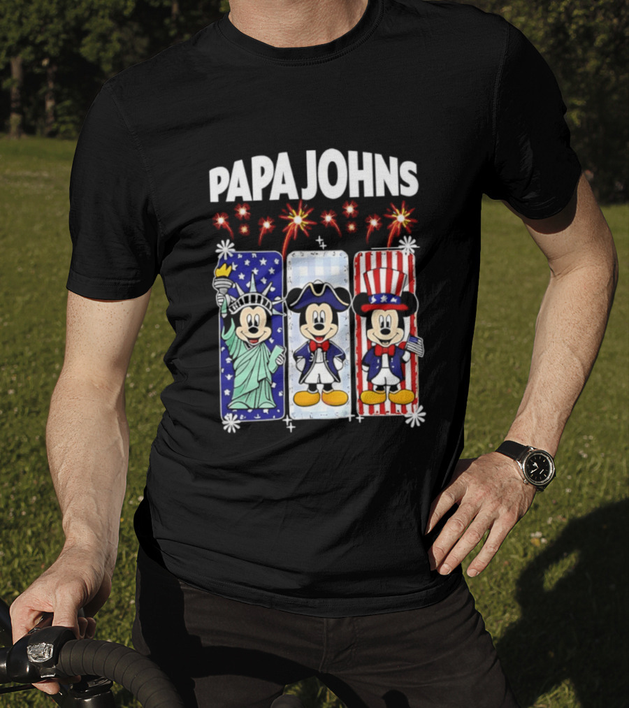 Papa Johns Mickey Mouse America 250th Anniversary Celebration T-Shirt