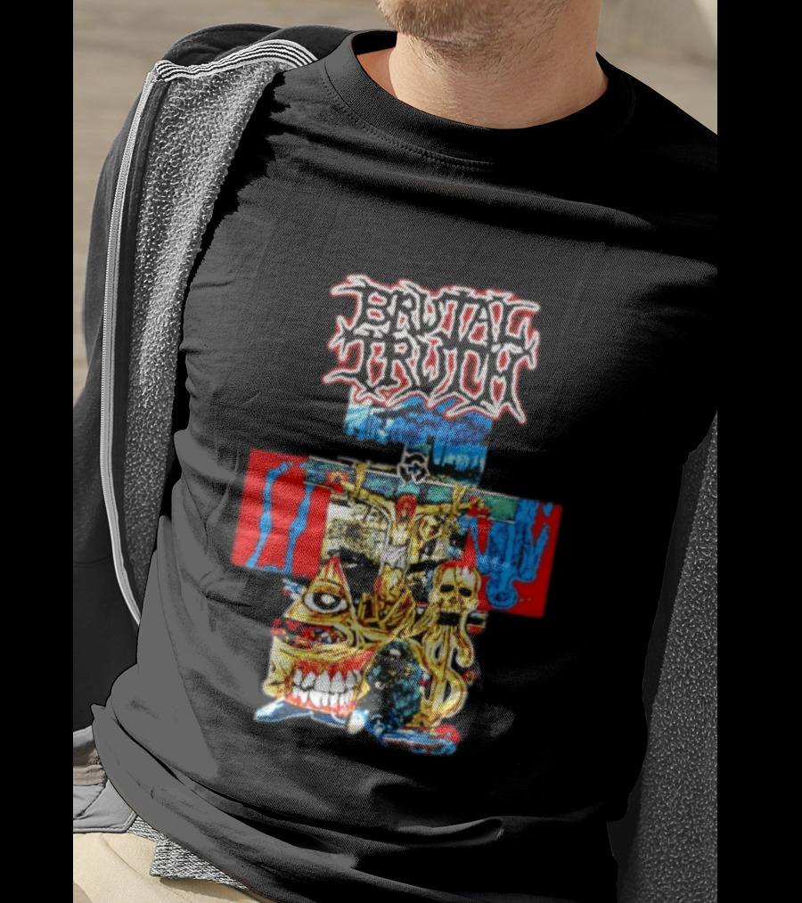 Brutal Truth Crucifix Skull Grindcore Band T-Shirt