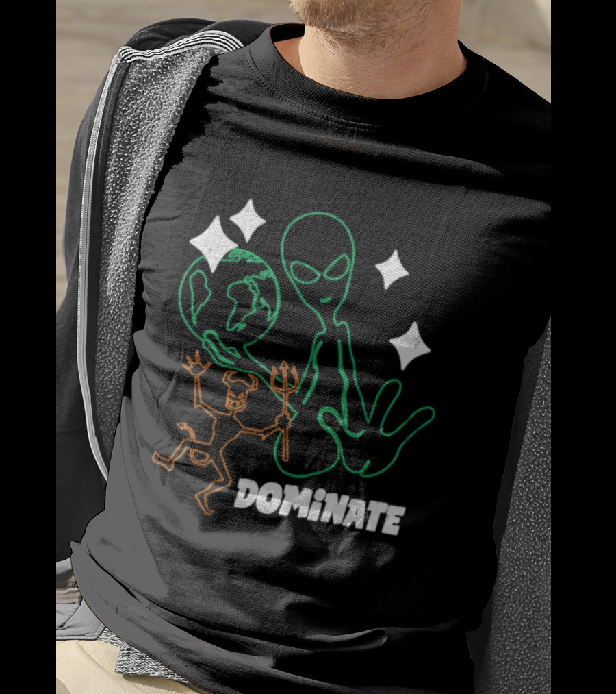 Dominate Alien Devil Earth UFO Stars T-Shirt