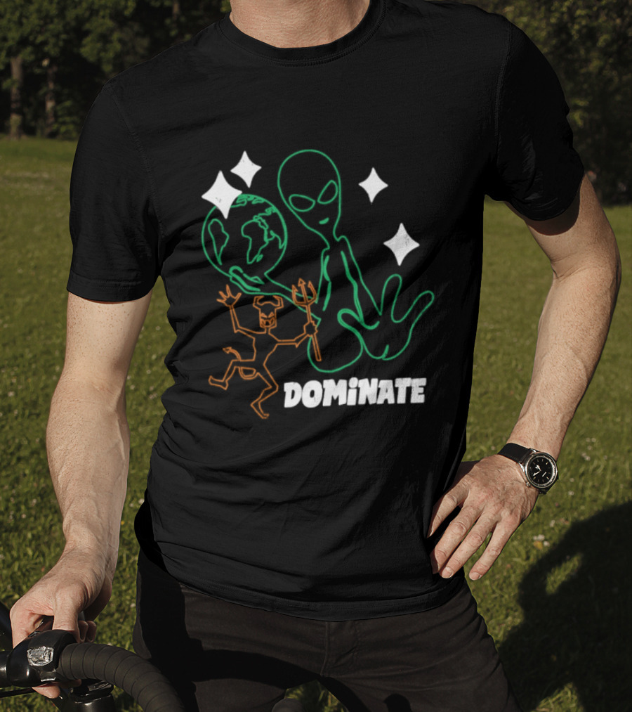 Dominate Alien Devil Earth UFO Stars T-Shirt