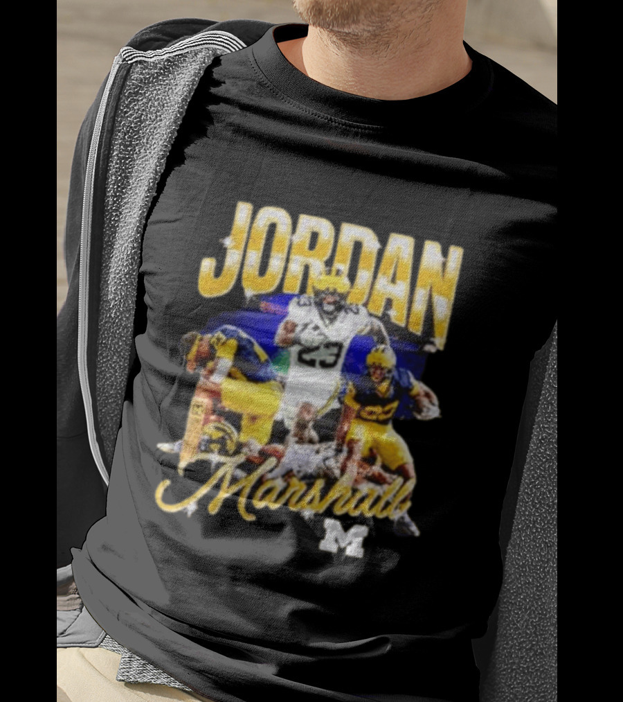 Jordan Marshall Michigan Wolverines 23 Football Collage T-Shirt