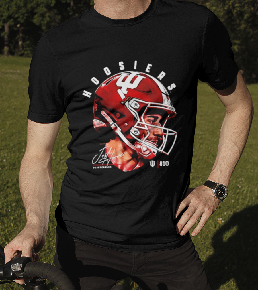 Josh Hoover 10 Indiana Hoosiers Football Helmet And Signature T-Shirt