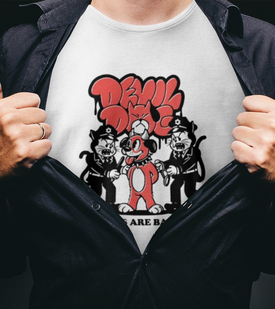 Devil Dog All Cats Are Bastards ACAB Bold Red Black T-Shirt