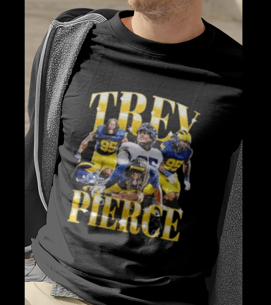 Trey Pierce Michigan Wolverines No 95 Football Collage T-Shirt