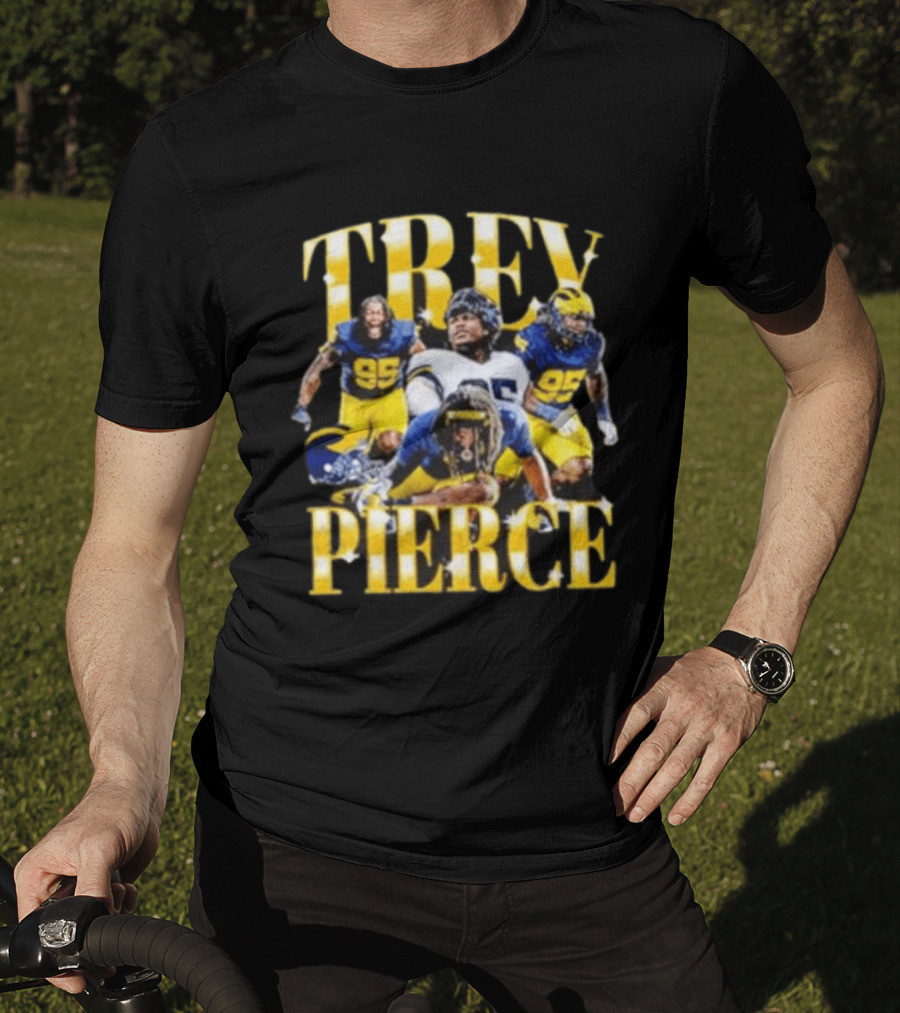 Trey Pierce Michigan Wolverines No 95 Football Collage T-Shirt
