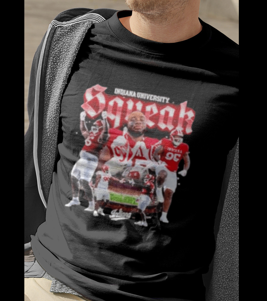 Indiana University Squeak Collage Featuring Indiana 96 Football Player In Red Uniform T-Shirt
