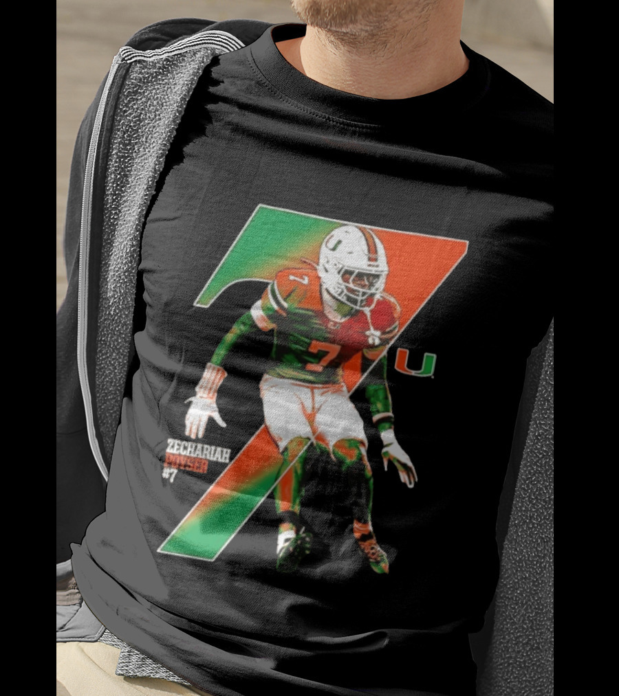 Zechariah Poyser 7 Miami Hurricanes NCAA Football Player T-Shirt